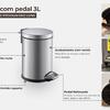 Cubo con Pedal 3L Acero Inoxidable Mate EKO LUNA